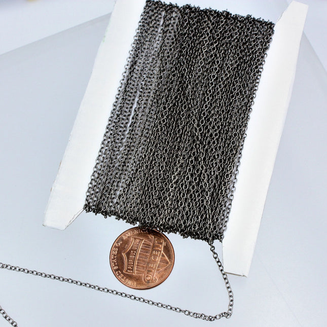 100 feet Gunmetal Chain Tiny Round SOLDERED Chain Cable Chain 2.0x1.4mm-  SOLDERED Necklace Dainty Delicate Chain Bulk Chain  - 2014S
