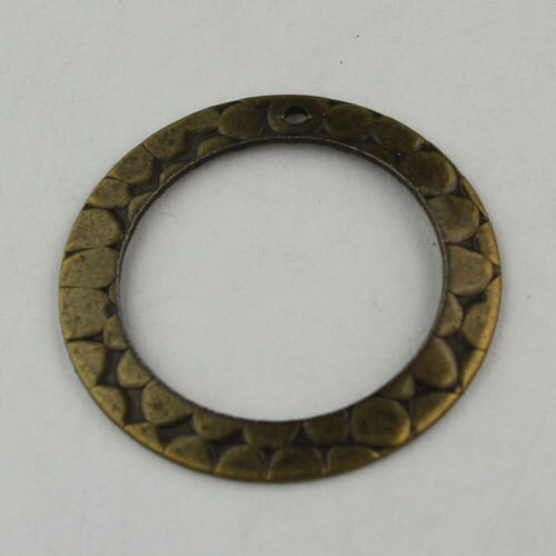 12 pcs of Antiqeu Brass Finished Hammered Pattern Round Links - 23.5mm