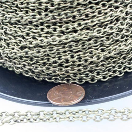 Antique Brass Chain, 32 ft. of Antique Bronze Big Cable Chain - 5.7x3.9mm-1.0mm Unsoldered Link - 5739CA