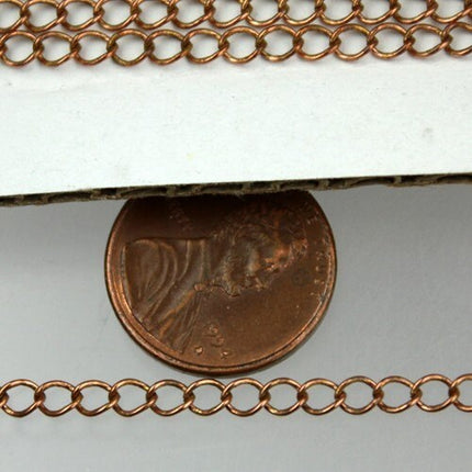 100 ft Raw Brass (Copper Color) SOLDER Curb Chain EXTENDER Chain - 4x3mm - No Plated Chain - 43CURB