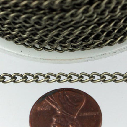32 ft of Antique Brass Finished Curb Chain - 3.0mm 0.8mm Unsoldered Link - 30CURB