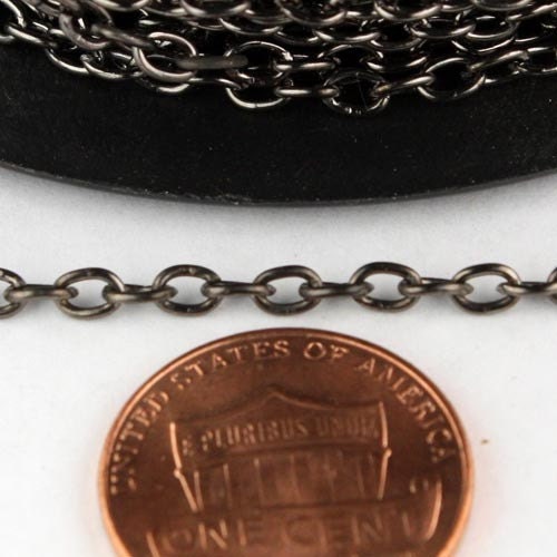 12 ft of Gunmetal Finished Cable Chain - 3.8x2.7mm 0.7mm Unsoldered Link - 3827CA