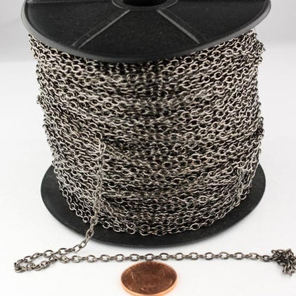32 ft of Gunmetal Finished Cable Chain - 3.8x2.7mm 0.7mm Unsoldered Link - 3827CA