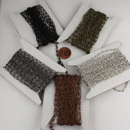 12 feet of Rhodium Finished Long and Short Curb Chain - 5.8x2.8mm 3.5x2.8mm 0.6mm Unsoldered Link