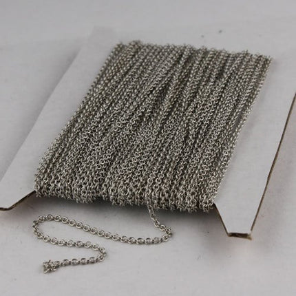 Rhodium Plated Chain Bulk, 32 ft of Tiny Round SOLDERED Chain Cable Chain 1.6x1.4mm- Free Jump Rings 50pcs Dainty Delicate  Chain - 1614S