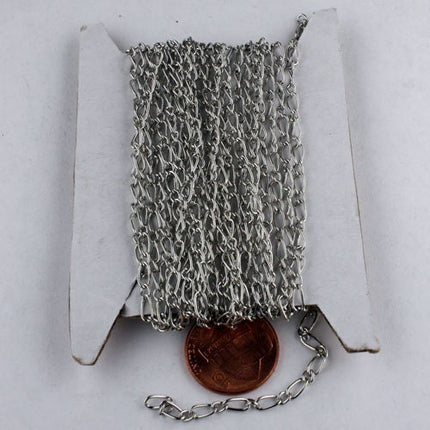 12 feet of Rhodium Finished Long and Short Curb Chain - 5.8x2.8mm 3.5x2.8mm 0.6mm Unsoldered Link