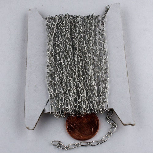 12 feet of Rhodium Finished Long and Short Curb Chain - 5.8x2.8mm 3.5x2.8mm 0.6mm Unsoldered Link