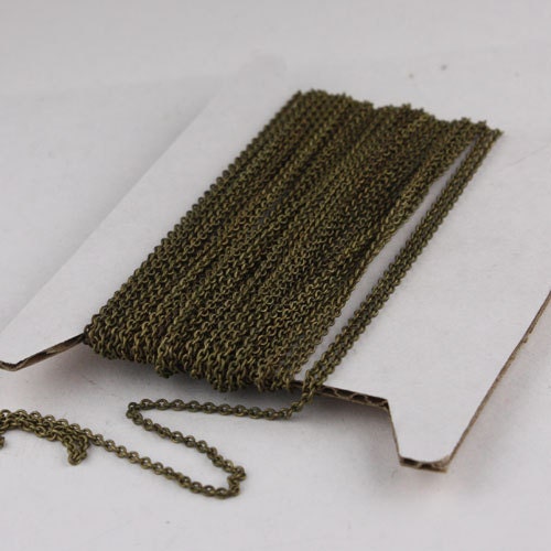 100 feet Antique Bronze Chain Tiny Round SOLDERED BRASS Chain Cable Chain 1.6x1.4mm- Free Jump Rings 50pcs Dainty Delicate  bulk - 1614S
