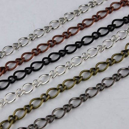 12ft Spool of Rhodium   Plated Fashion Figaro Long and Short Chain - 6.5x4.3mm 4.0x3.2mm 20Gauge Wire - 6543LS