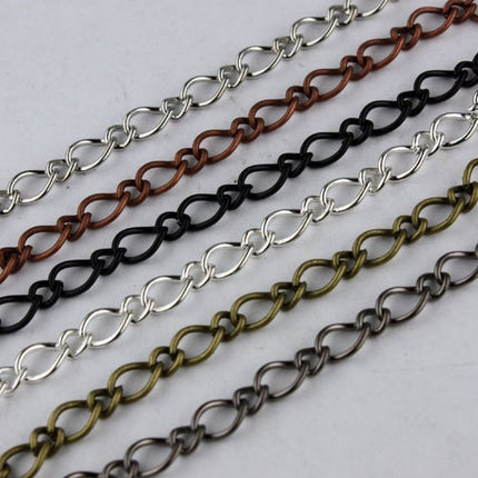 32ft Spool of Antique Copper  Plated Fashion Figaro Long and Short Chain - 6.5x4.3mm 4.0x3.2mm 20Gauge Wire - 6543LS