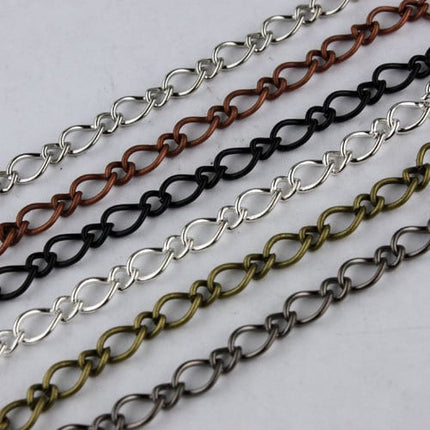 Sample Lot 3 feet of Antique Brass  Plated Fashion Figaro Long and Short Chain - 6.5x4.3mm 4.0x3.2mm 20Gauge Wire - 6543LS