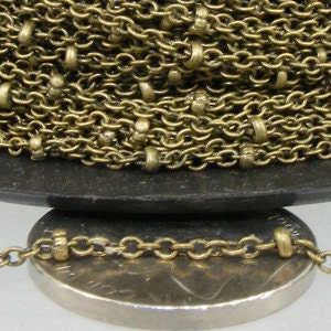 3 feet of Antique Bronze Bulk Chain, Tiny Antique Brass Cable BALL Chain - 2.0x1.4mm SOLDERED Sattellite Chain - 2014SAT