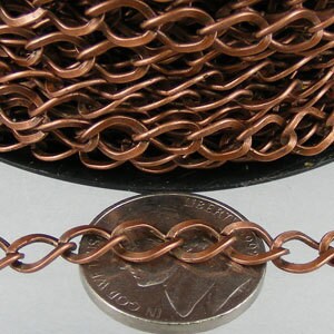 10ft of Antique Copper  Finished Big Hammered Curb Chain - 7.8x6.0mm Unsolodered Link 18G - 7860CU