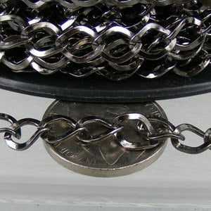 10ft of Gunmetal  Finished Big Hammered Curb Chain - 7.8x6.0mm Unsolodered Link 18G - 7860CU