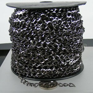 10ft of Gunmetal  Finished Big Hammered Curb Chain - 7.8x6.0mm Unsolodered Link 18G - 7860CU