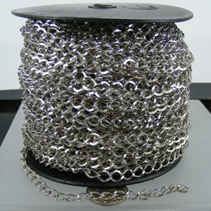 32 ft of Rhodium Finished Big Hammered Curb Chain - 7.8x6.0mm Unsolodered Link 18G - 7860CU