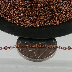 Antique Copper Chain Bulk Chain, 10 ft spool of tiny Cable BALL Chain - 2.0x1.4mm SOLDERED link Necklace Bracelet Chain - 2014SAT