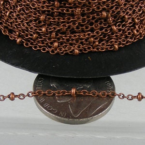 32 ft spool of Antique Copper Tiny Cable BALL Chain - 2.0x1.4mm SOLDERED link Necklace Bracelet Dainty Delicate Chain - 2014SAT