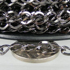 32ft of Gunmetal  Finished Big Hammered Curb Chain - 7.8x6.0mm Unsoldered Link 18G - 7860CU