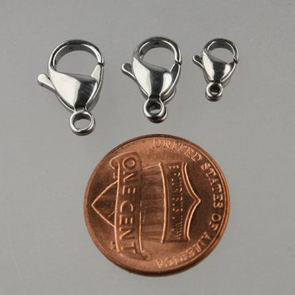 50 STAINLESS Steel Lobster Clasp Parrot Clasp Claw Clasp - 13x8mm Solid Stainless Steel Lobster Clasp - STLOB13