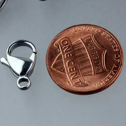 10 STAINLESS Steel Lobster Clasp Parrot Clasp Claw Clasp - 15x9mm Solid Stainless Steel Lobster Clasp - STLOB15