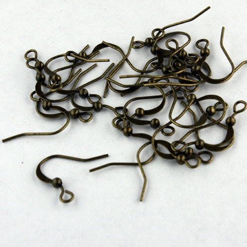200 pcs of Antique Brass Finished flat fish Hook with ball Earwire 19X14mm