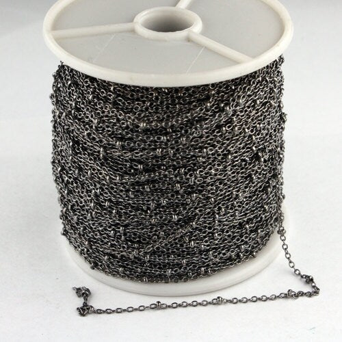 3 ft spool of Gunmetal Finished over brass Tiny Cable BALL Chain - 2.0x1.4mm SOLDERED link - 2014SAT