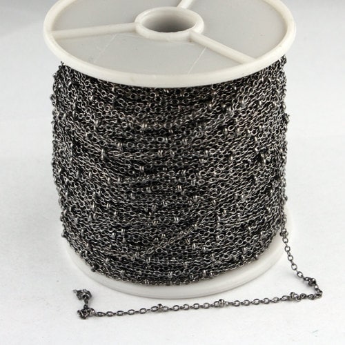 Special Sale 32 ft spool of Gunmetal Finished over brass Tiny Cable BALL Chain - 2.0x1.4mm SOLDERED link - 2014SAT