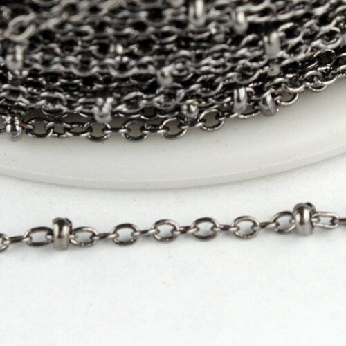 3 ft spool of Gunmetal Finished over brass Tiny Cable BALL Chain - 2.0x1.4mm SOLDERED link - 2014SAT