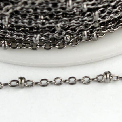 Special Sale Gunmetal Chain Bulk Chain, 10 ft spool of Tiny Satellite Chain Cable BALL Chain - 2.0x1.4mm SOLDERED Necklace  - 2014SAT