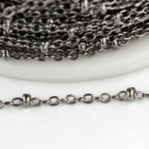 Special Sale 32 ft spool of Gunmetal Finished over brass Tiny Cable BALL Chain - 2.0x1.4mm SOLDERED link - 2014SAT