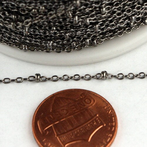 3 ft spool of Gunmetal Finished over brass Tiny Cable BALL Chain - 2.0x1.4mm SOLDERED link - 2014SAT