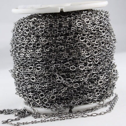 32 ft spool of Gunmetal Plated on Brass SOLDERED Figure 8 Connector Chain - 3.9x2.7mm links - 843F