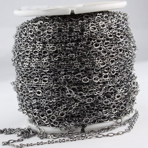 32 ft spool of Gunmetal Plated on Brass SOLDERED Figure 8 Connector Chain - 3.9x2.7mm links - 843F
