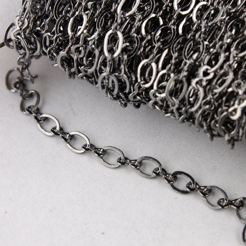 32 ft spool of Gunmetal Finished on Brass SOLDERED Figure 8 Connector Chain - 3.9x2.7mm links - 843F
