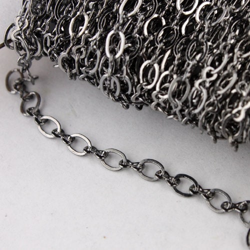 10 ft spool of Gunmetal Finished on Brass SOLDERED Figure 8 Connector Chain - 3.9x2.7mm links - 843F