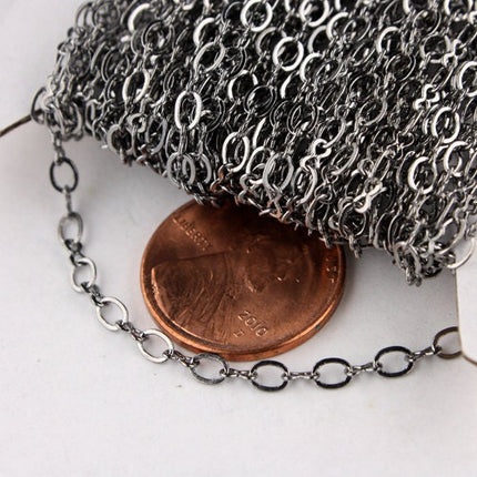 32 ft spool of Gunmetal Finished on Brass SOLDERED Figure 8 Connector Chain - 3.9x2.7mm links - 843F
