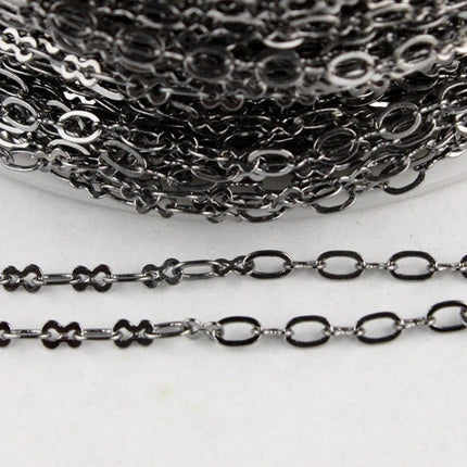 100 ft spool of Gunmetal Finished on Brass SOLDERED Tiny  Figure 8 Connector Chain - 3.0x1.9mm links - 8SMALL