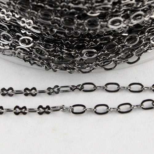 100 ft spool of Gunmetal Finished on Brass SOLDERED Tiny  Figure 8 Connector Chain - 3.0x1.9mm links - 8SMALL