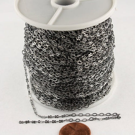 100 ft spool of Gunmetal Finished on Brass SOLDERED Tiny  Figure 8 Connector Chain - 3.0x1.9mm links - 8SMALL