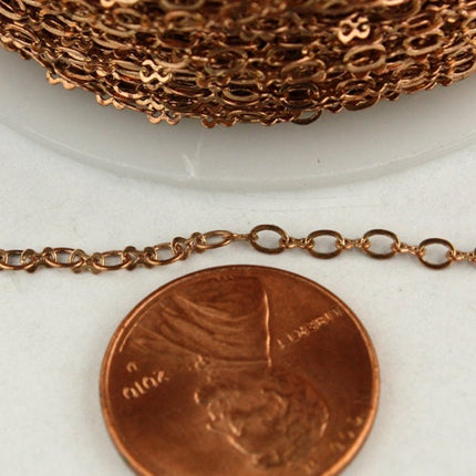 100 ft spool of Raw Brass (Copper Color) SOLDERED Tiny  Figure 8 Connector Chain - 3.0x1.9mm links - 8SMALL