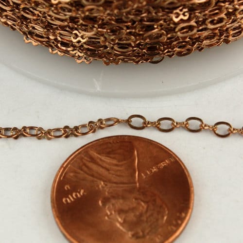 10 ft spool of Raw Brass (Copper Color) SOLDERED Tiny  Figure 8 Connector Chain - 3.0x1.9mm links - 8SMALL