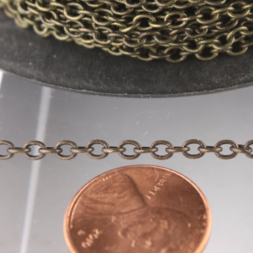 10 ft spool of Antique Brass Finished Round Soldered Cable Chain - 3.4x3.0mm SOLDERED Link - 3430S