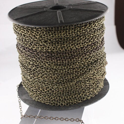 10 ft spool of Antique Brass Finished Round Soldered Cable Chain - 3.4x3.0mm SOLDERED Link - 3430S
