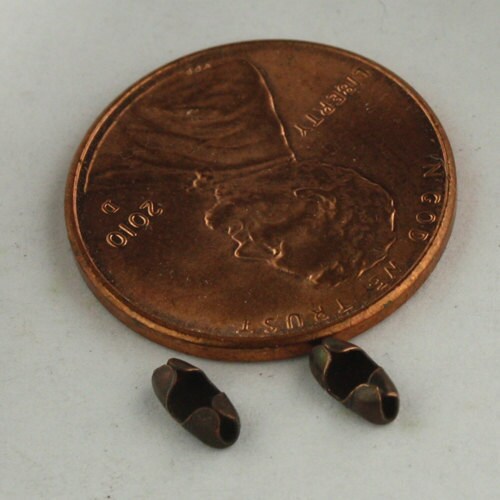 100pcs of Antique Copper finished ball chain connector for 1.5mm and 1.2mm chain (Insert  type) - BALLCON15