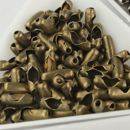 100pcs of Antique Brass finished ball chain connector for 2.4mm - Insert Type