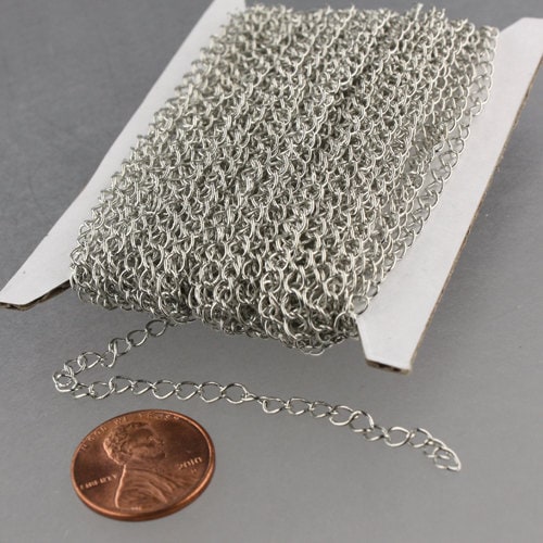 100 ft Rhodium SOLDER Curb Chain EXTENDER Chain Antique Silver - 4x3mm Soldered Link - 43CURB