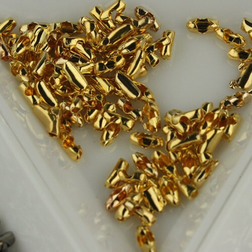 100pcs of Champagne Pinky Gold Plated Ball chain connector for 1.5mm chain - Insert type - BALLCON15