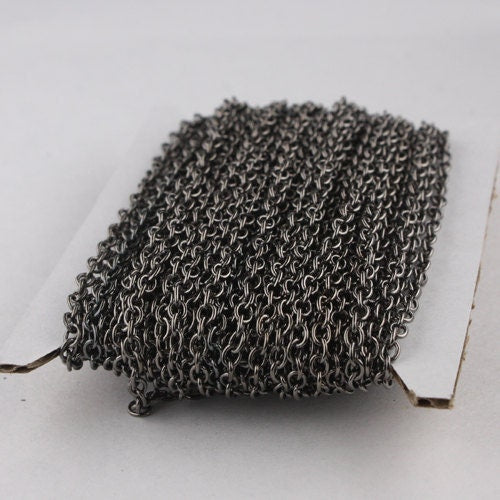 100 ft spool of Gunmetal Finished Round Soldered Cable Chain - 3.4x3.0mm SOLDERED Link - 3430S