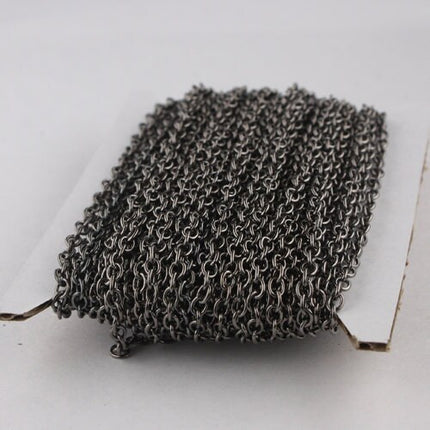 32 ft spool of Gunmetal Finished Round Soldered Cable Chain - 3.4x3.0mm SOLDERED Link - 3430S